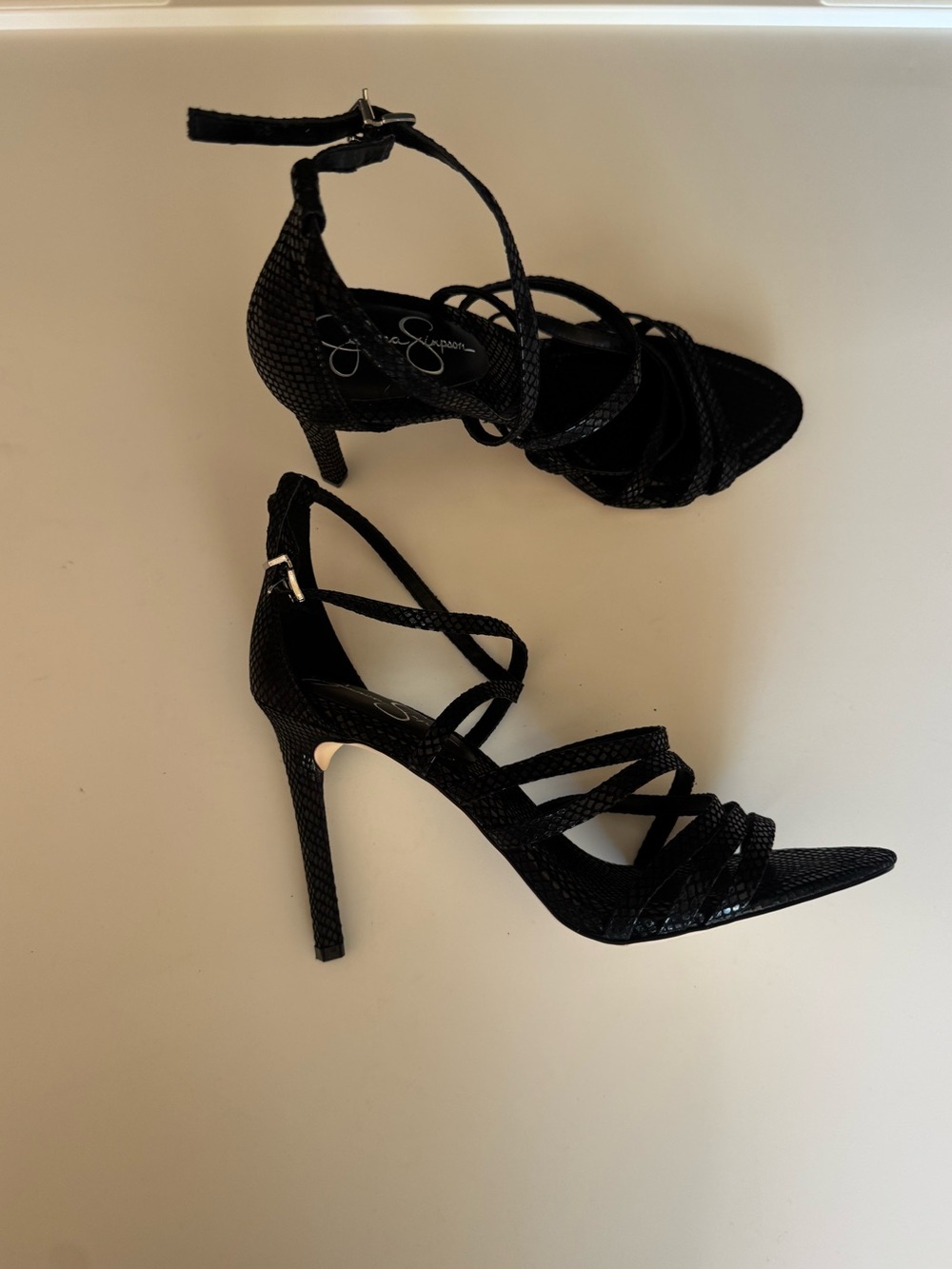 NWOT Jessica Simpson Black Strappy Stiletto Sandals